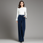 ALÉVANE | PANTALON EN VELOURS TRICOTÉ TAILLE HAUTE POUR FEMME