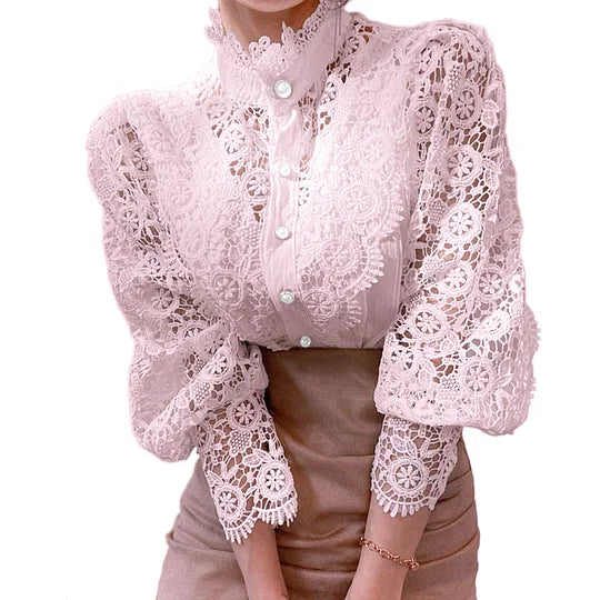 ALÉVANE | Chemise à manches longues avec dentelle et détails Tove