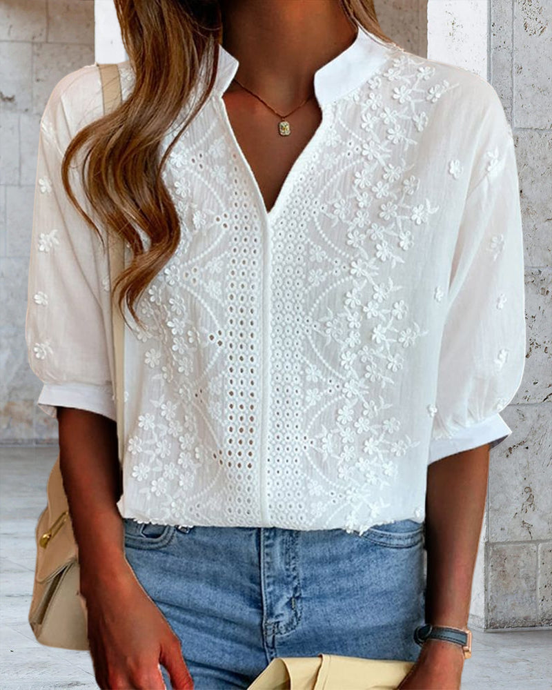 ALÉVANE | Blouse Blanche Élégante avec Manches Bouffantes Ella