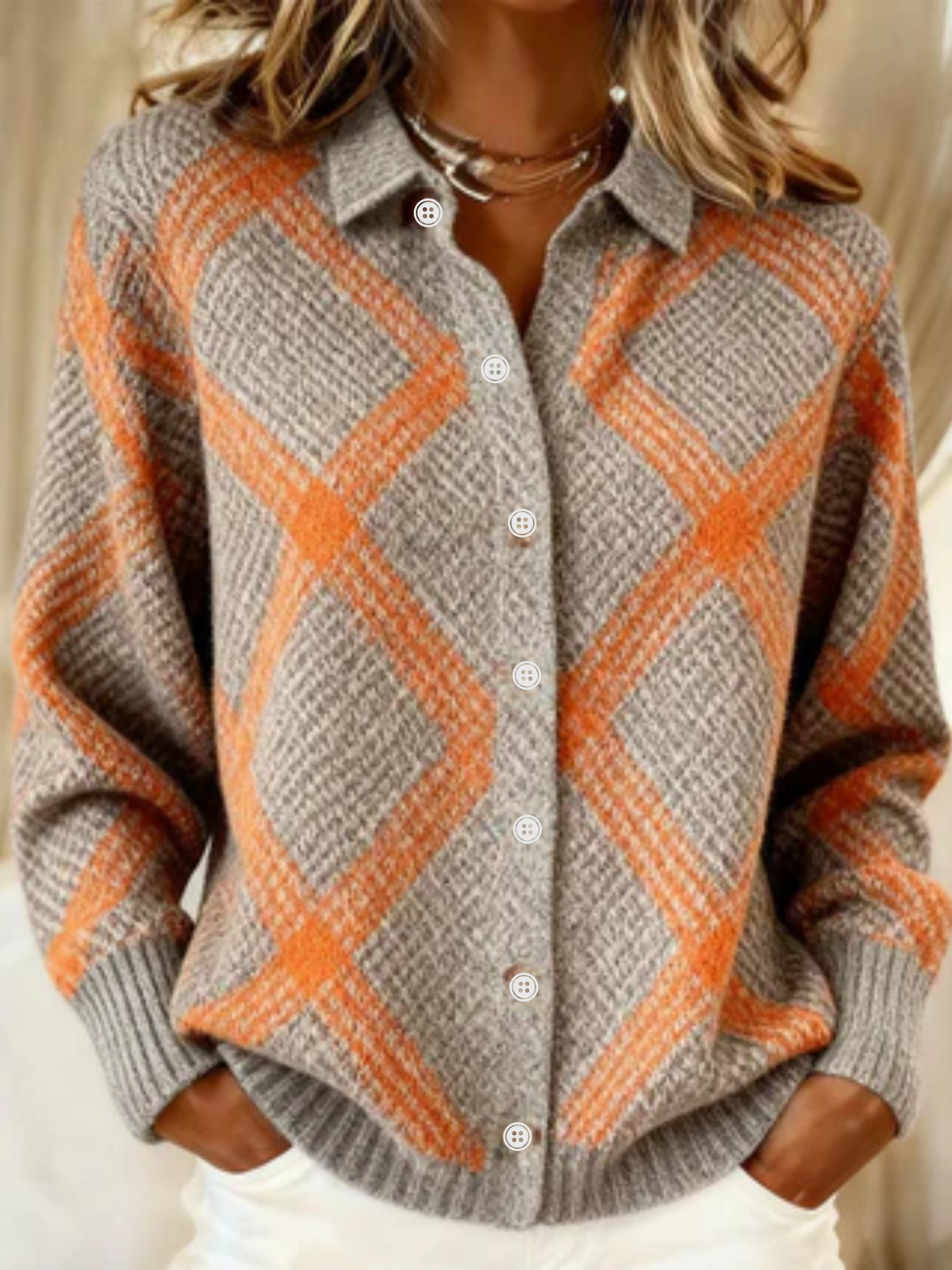 ALÉVANE | Cardigan Maille Losanges Ambrés Florence