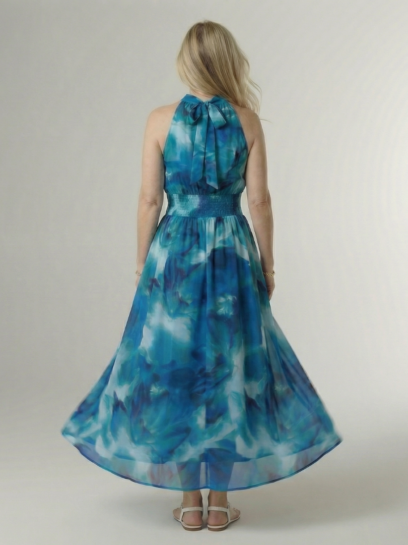ALÉVANE | Robe Midi à Encolure Halter Froncée Sylin