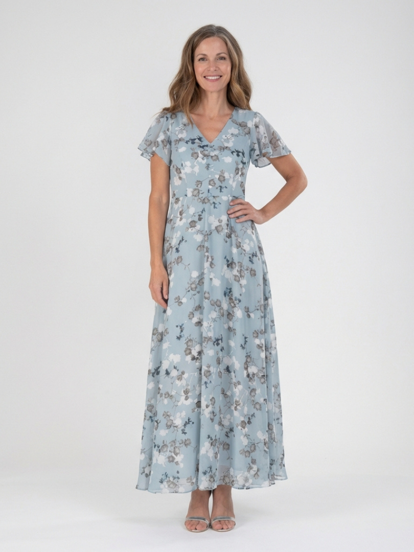 ALÉVANE | Robe Maxi en Chiffon Floral Ismeria