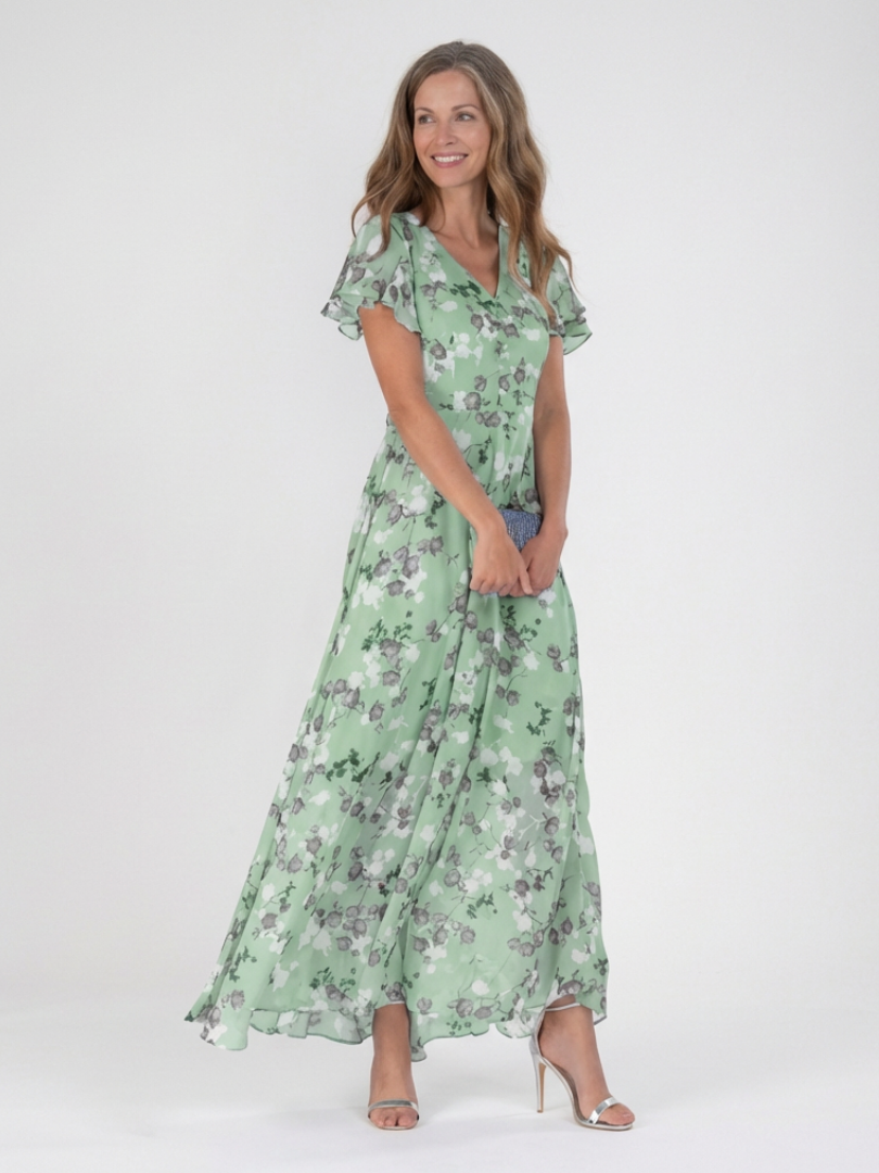 ALÉVANE | Robe Maxi en Chiffon Floral Ismeria