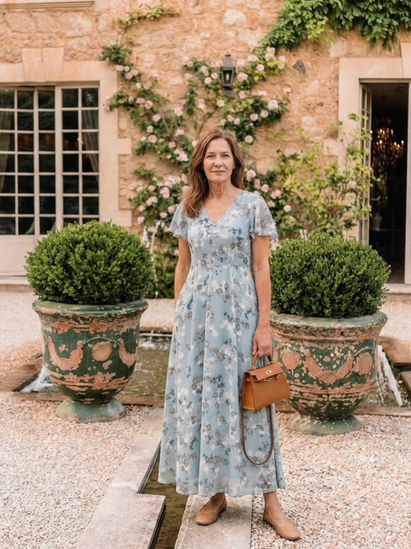 ALÉVANE | Robe Maxi en Chiffon Floral Ismeria