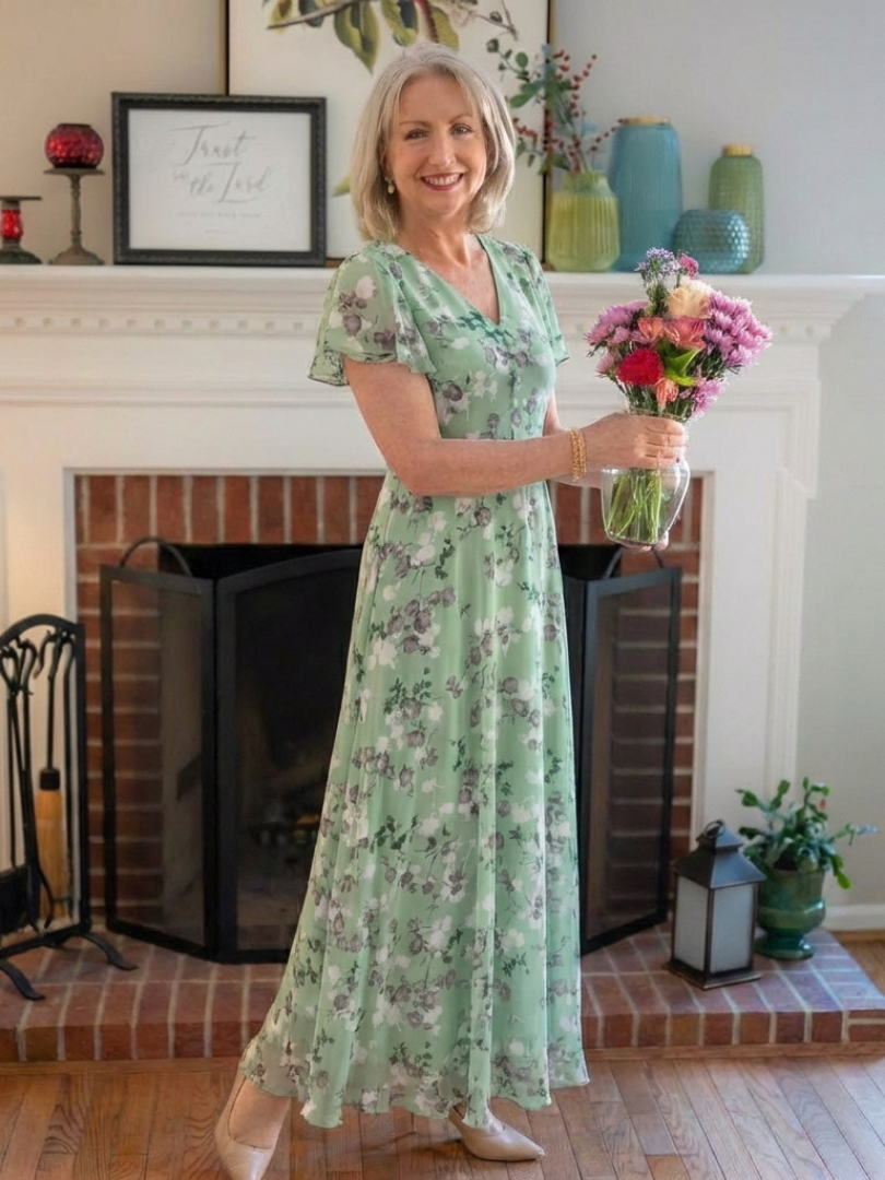 ALÉVANE | Robe Maxi en Chiffon Floral Ismeria