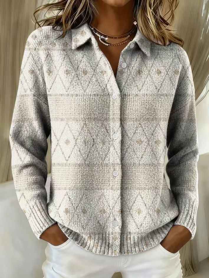 ALÉVANE | Cardigan Maille Losanges Écrus Christine