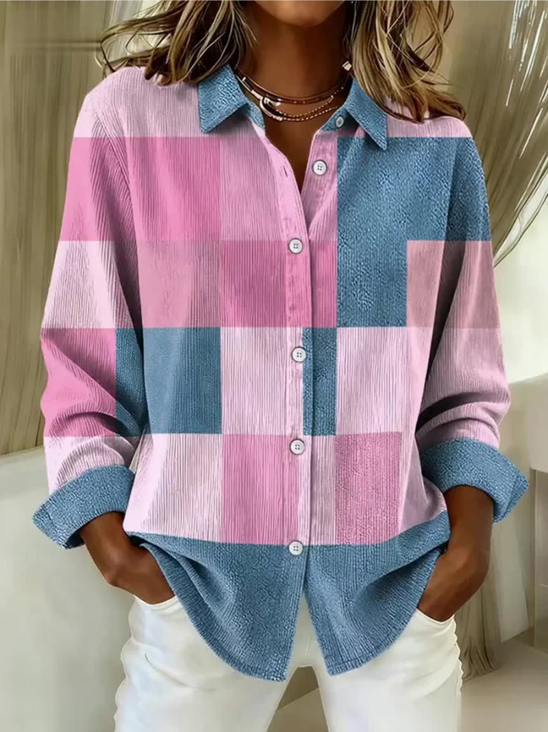 ALÉVANE | Cardigan Carreaux Rose et Bleu Isabelle