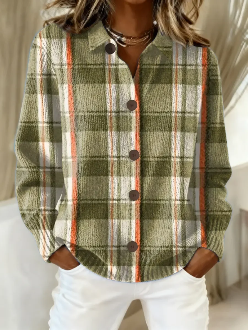 ALÉVANE | Cardigan Carreaux Vert Olive Manon