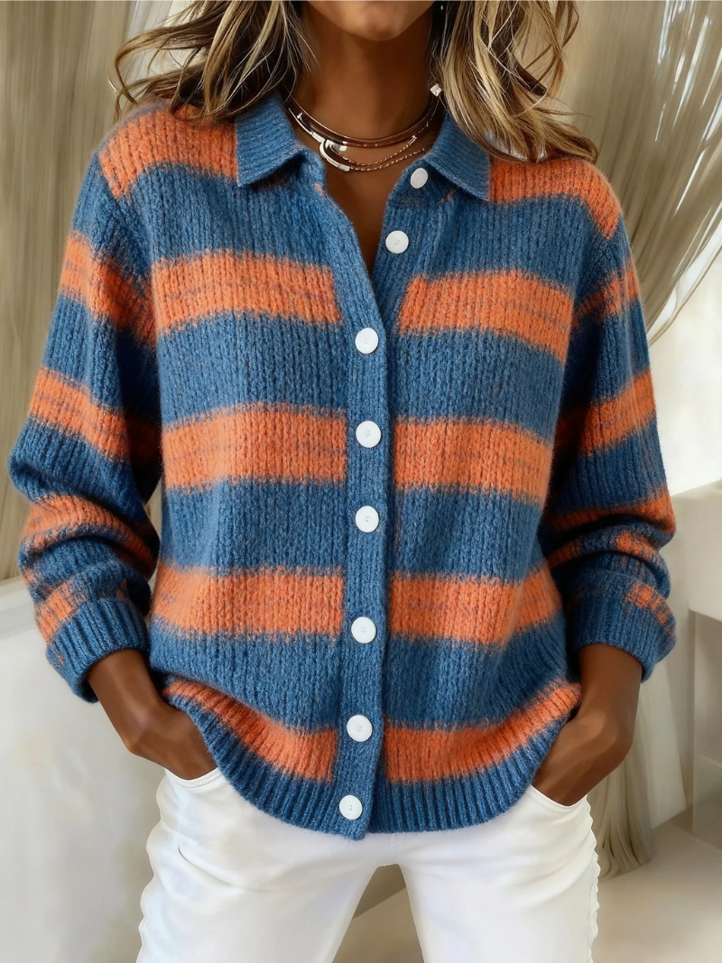 ALÉVANE | Cardigan Maille Rayures Larges Charlotte