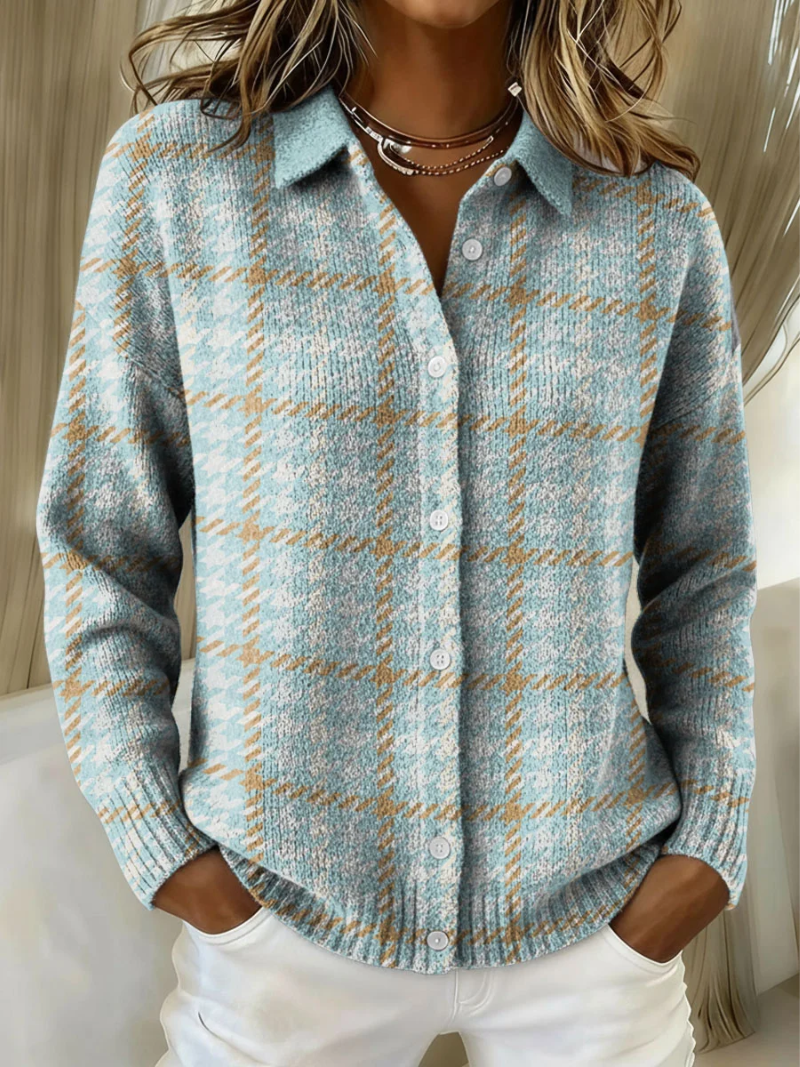 ALÉVANE | Cardigan Carreaux Bleu Ciel Pauline