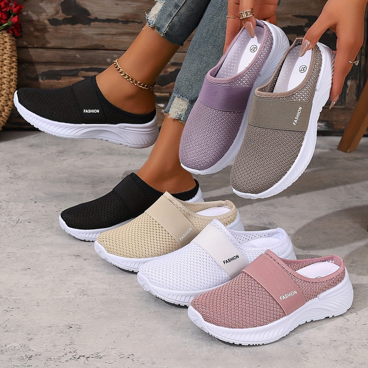 ALÉVANE | Baskets Mules Mesh Respirant Nicole