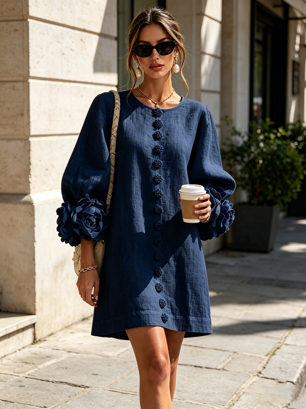 ALÉVANE | Mini-Robe Élégante à Détails Floraux