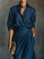 ALÉVANE | Ensemble Satin Blouse et Jupe