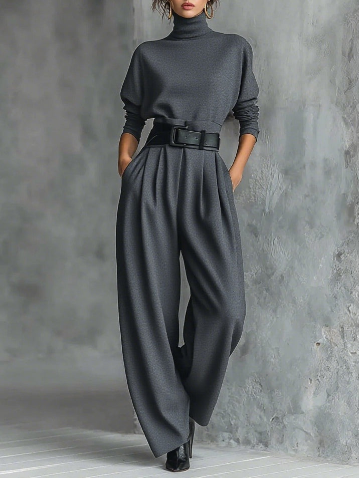 ALÉVANE | Ensemble Col Roulé et Pantalon Droit Cyrielle
