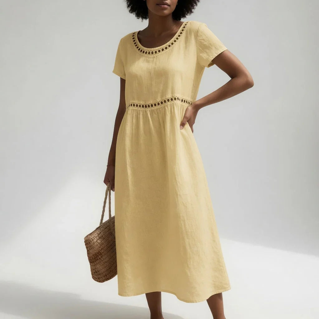 ALÉVANE | Robe Brodée en Lin