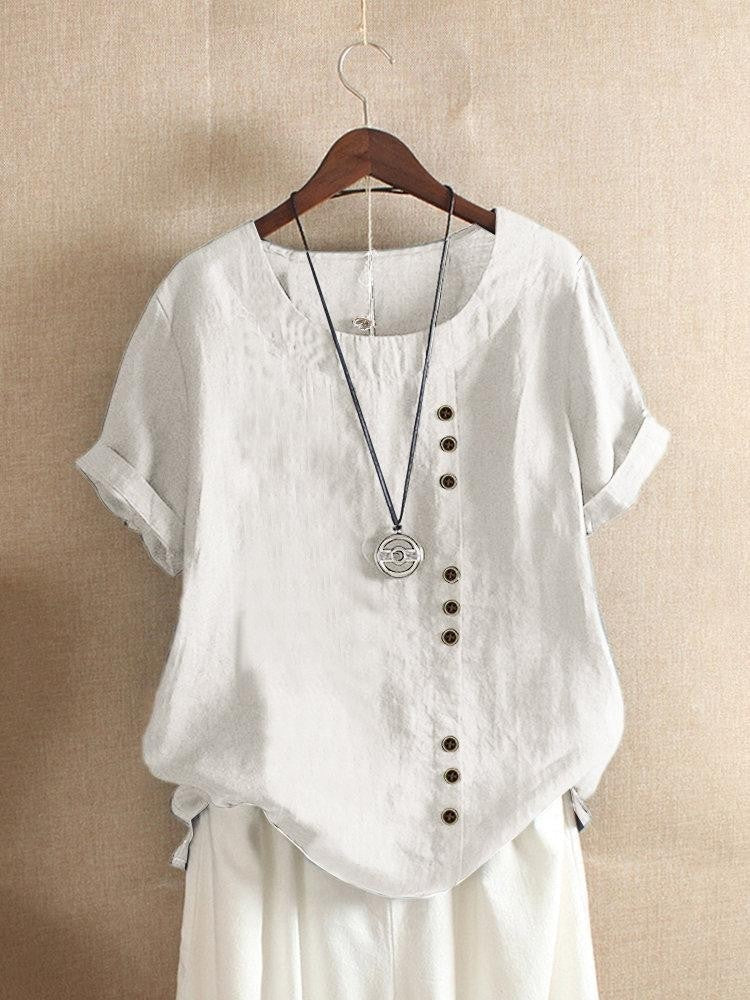 ALÉVANE | Blouse Aérée avec Patte de Boutonnage Bianca