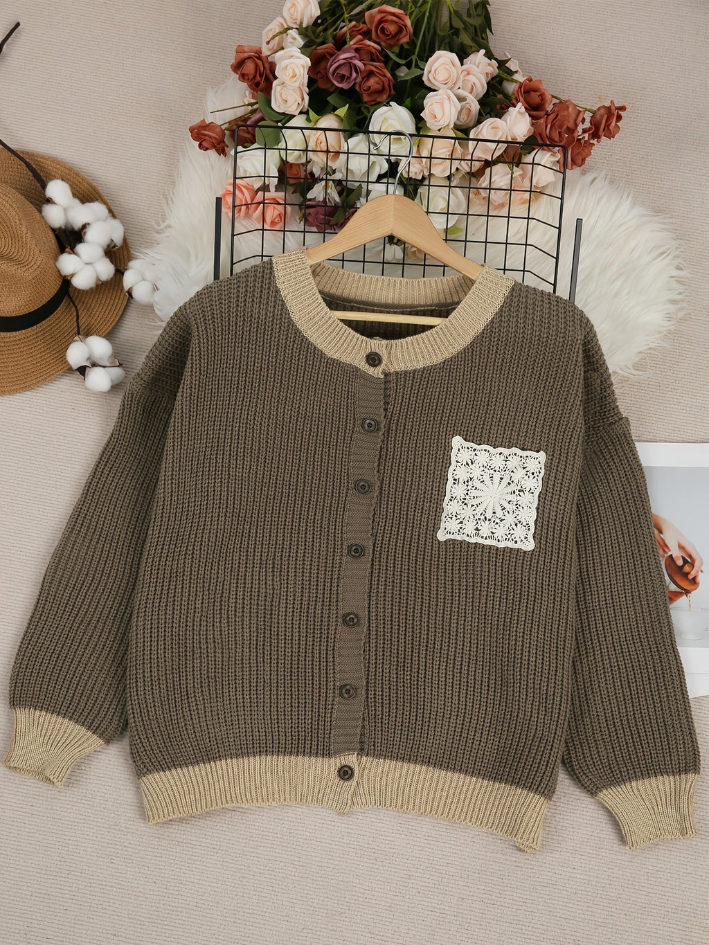 ALÉVANE | Cardigan Long Poche Dentelle Claire