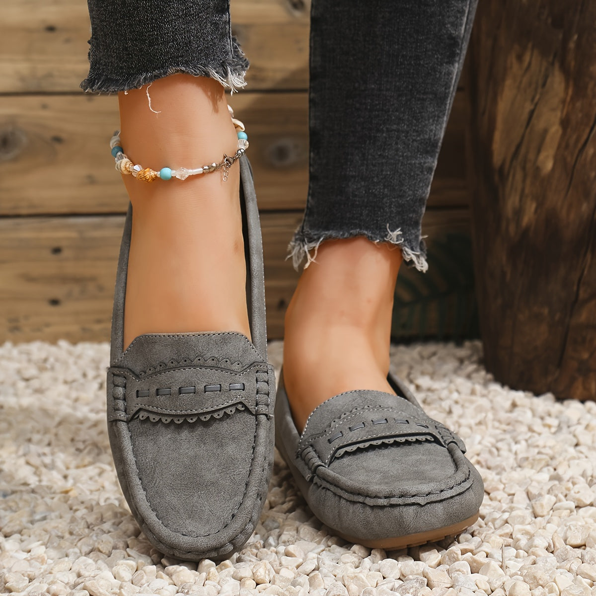 ALÉVANE | Mocassins Effet Daim Festonnés Marie