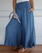 ALÉVANE | Pantalon large pour femme avec taille smockée