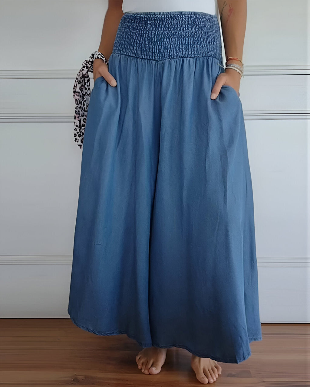 ALÉVANE | Pantalon large pour femme avec taille smockée