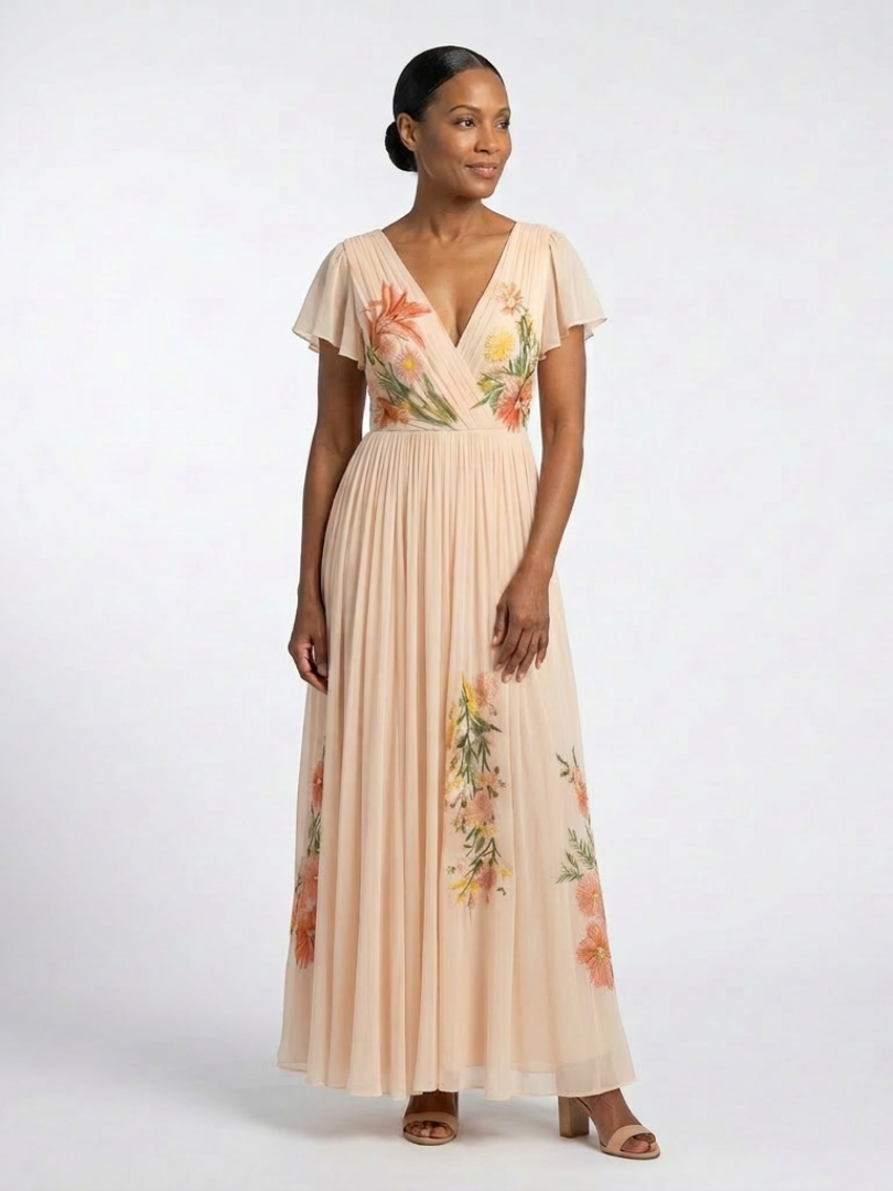 ALÉVANE | Robe Maxi Florale Plissée Calista