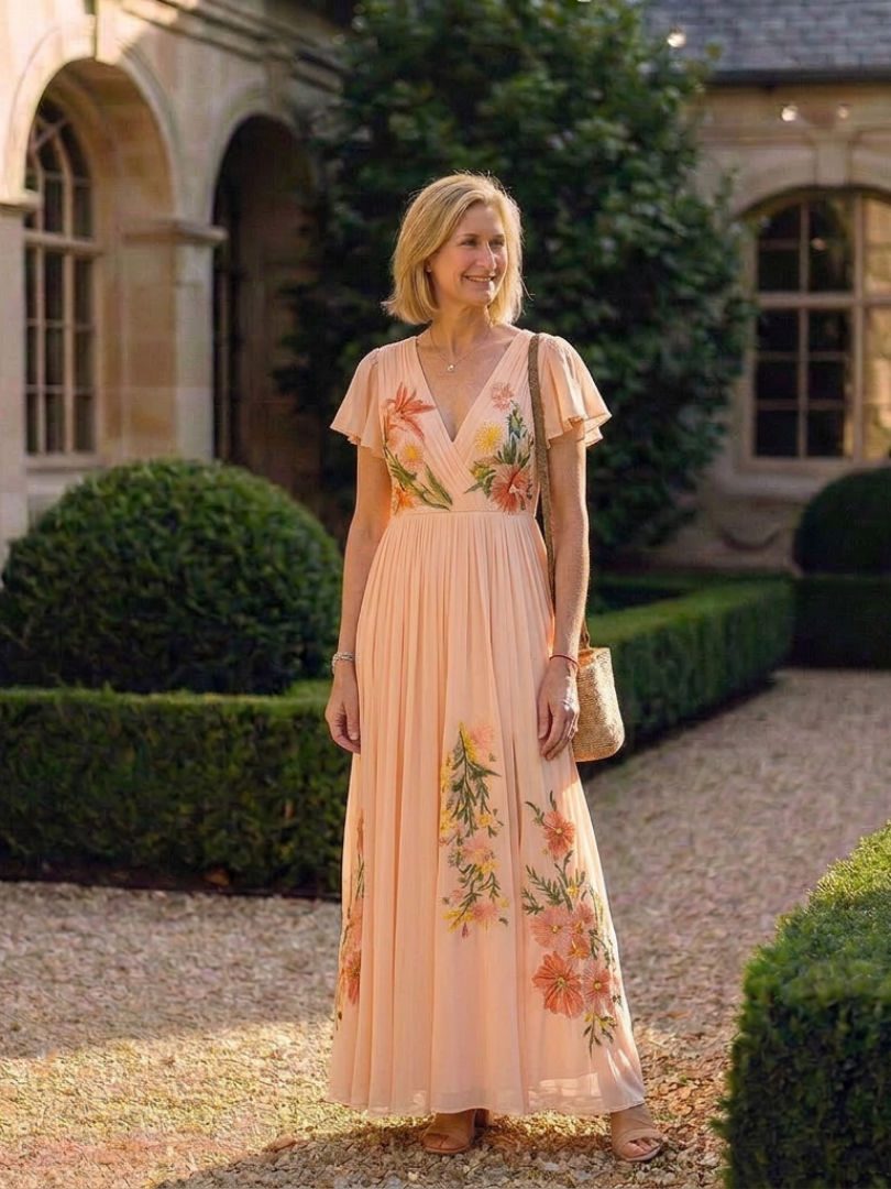 ALÉVANE | Robe Maxi Florale Plissée Calista