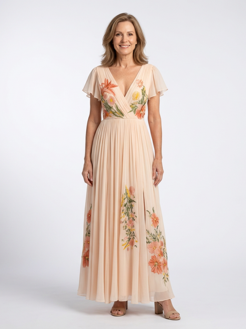 ALÉVANE | Robe Maxi Florale Plissée Calista