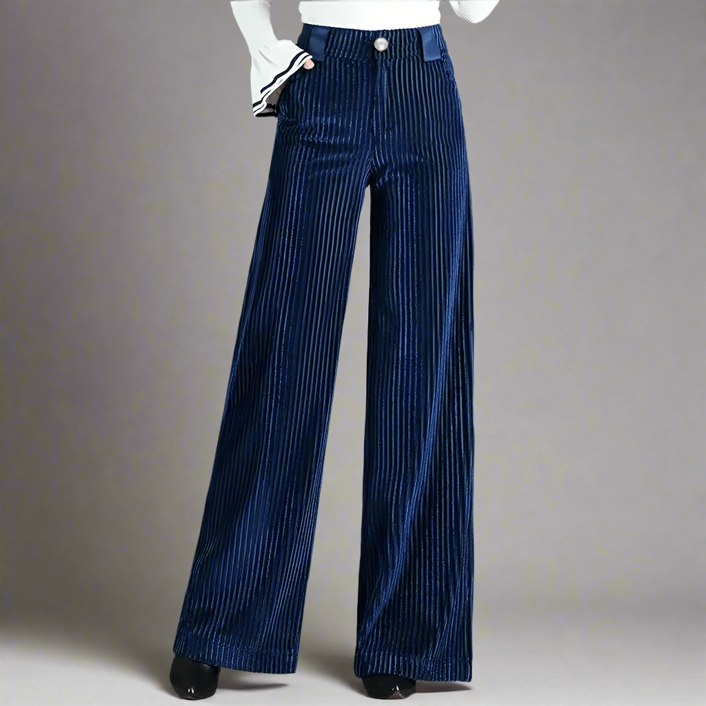 ALÉVANE | PANTALON EN VELOURS TRICOTÉ TAILLE HAUTE POUR FEMME