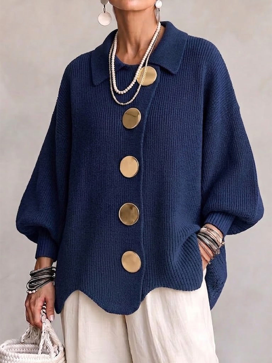 Alévane| Cardigan oversize à gros boutons dorés